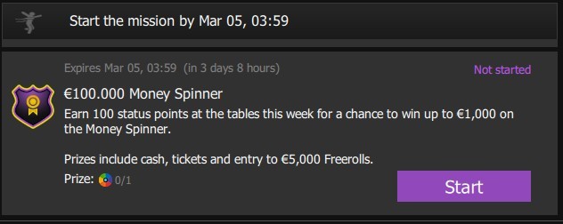 Money Spinner prize mission