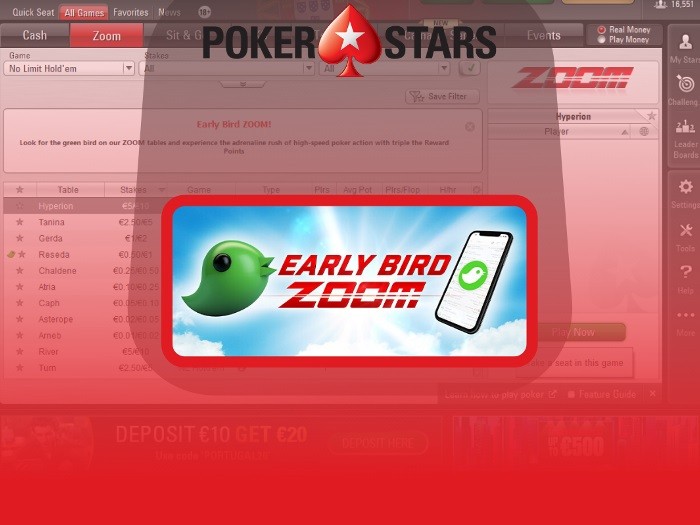 PokerStars запустил акцию Zoom Early Bird: утроенные очки рейкбека для игроков Zoom