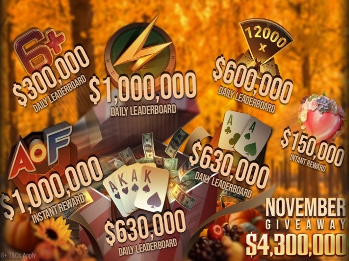 Акции GGPokerOK в ноябре: $4,300,000 в лидербордах для кэш-игр, Spin & Gold и All-in or Fold
